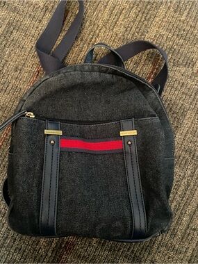 Tommy Hilfiger Denim Mini Backpack with Red Stripe